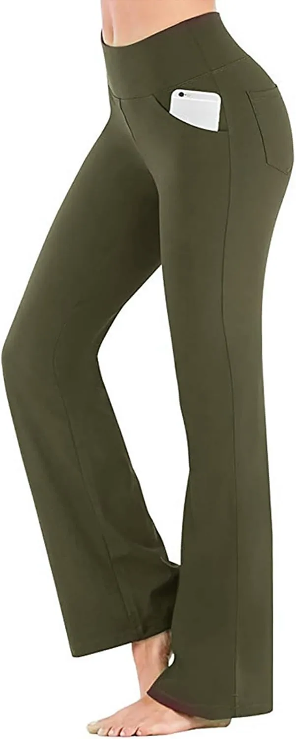 Women's Flare Yoga Pants 2024 Tummy Waisted Yoga Pants Control Pants Flare Leggings for Women Womens Fleece Lined