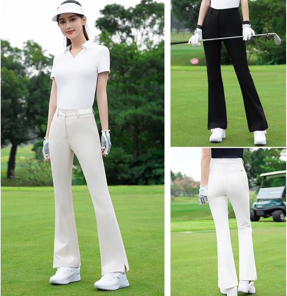 Women's Golf Pants Summer Lightweight High Waist Stretchy Trousers Bootcut Office Slacks with Pocket