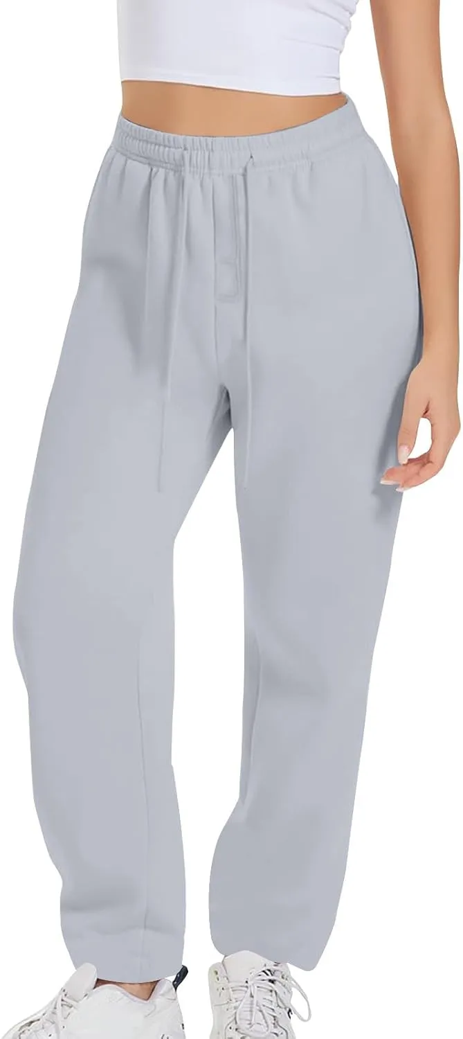 Womens High Waisted Drawstring Waist Wide Leg Sweatpants with Pockets Yoga Workout Casual Athletic Trousers Pants