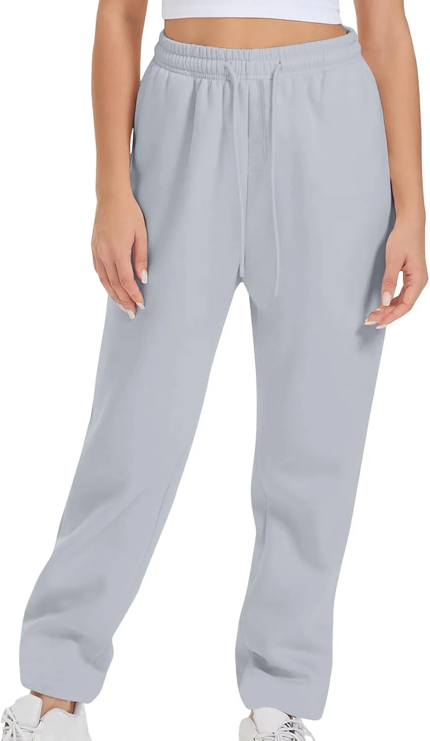 Womens High Waisted Drawstring Waist Wide Leg Sweatpants with Pockets Yoga Workout Casual Athletic Trousers Pants