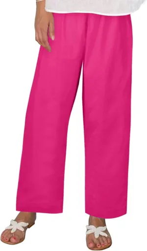 Womens Linen Casual Pants Winter Linen Business Capris with Pockets Wide Leg Straight Leg