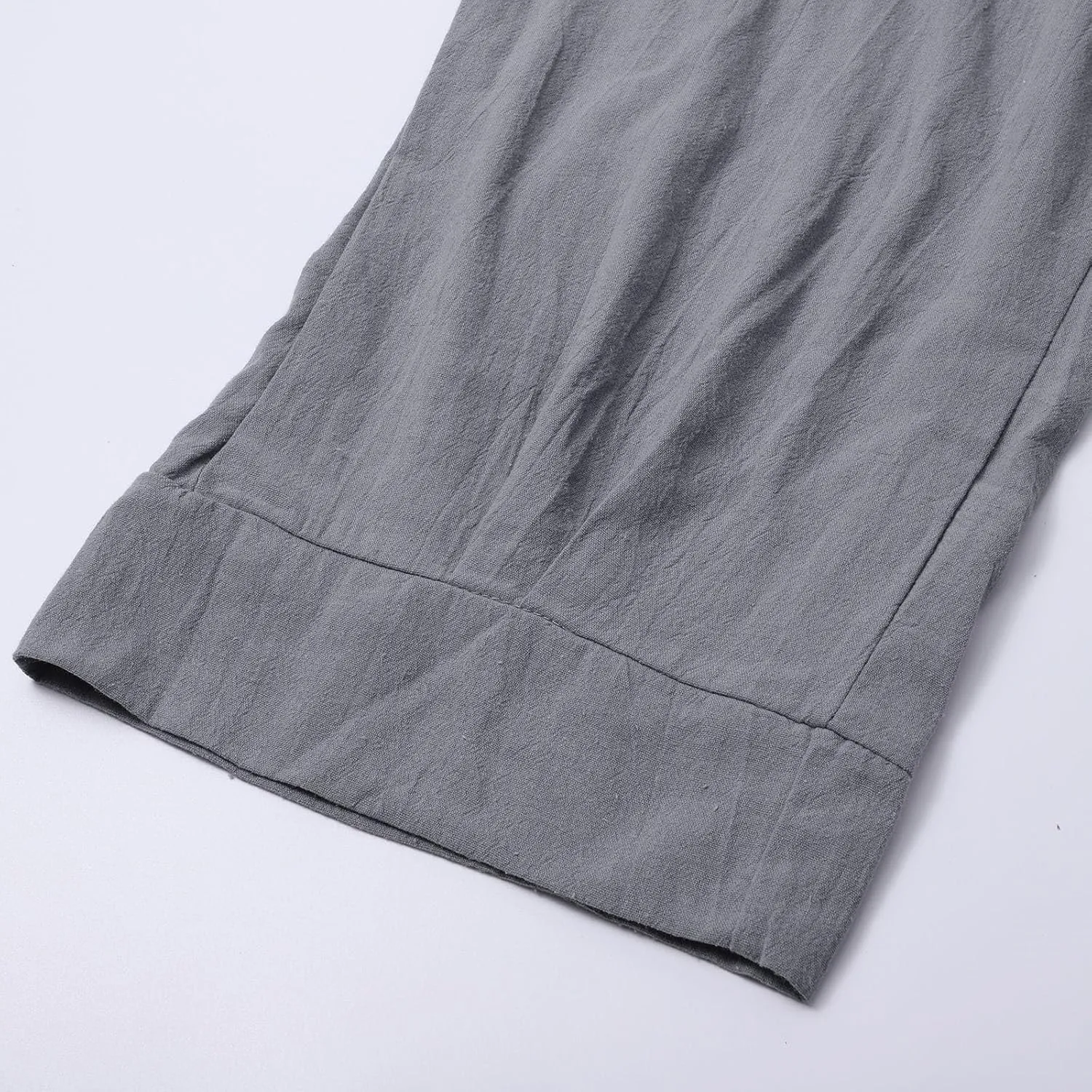 Women's Linen Wide Leg Capri Pants Casual Summer High Waist Flowy Baggy Comfy Straight Leg Yoga Lounge Trousers Beach