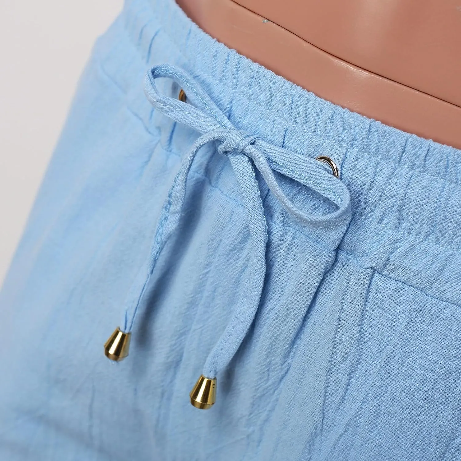 Women's Linen Wide Leg Capri Pants Casual Summer High Waist Flowy Baggy Comfy Straight Leg Yoga Lounge Trousers Beach