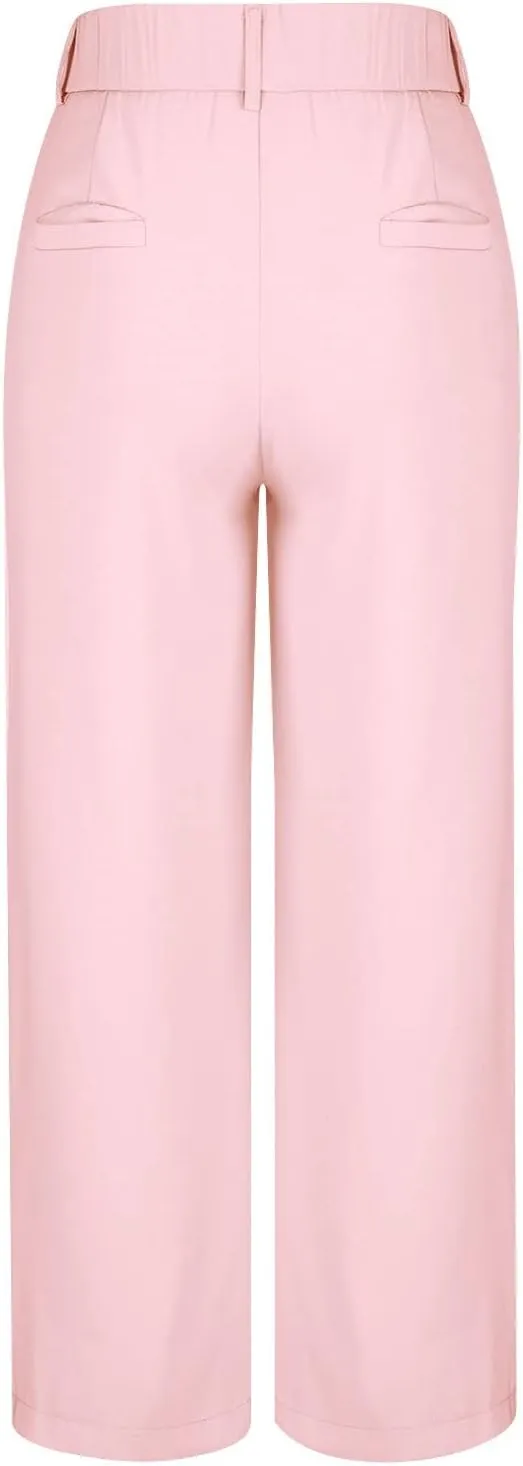 Women's Pants Casual High Waist Trousers Fashion Wide Leg Solid Flared Pants Stretchy Work Pants with Pockets