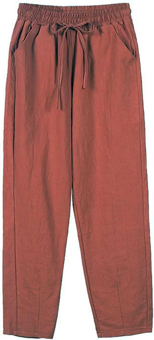Women's Pants, Linen Casual Pants Straight Leg Peasant Women Trendy Teacher Wide