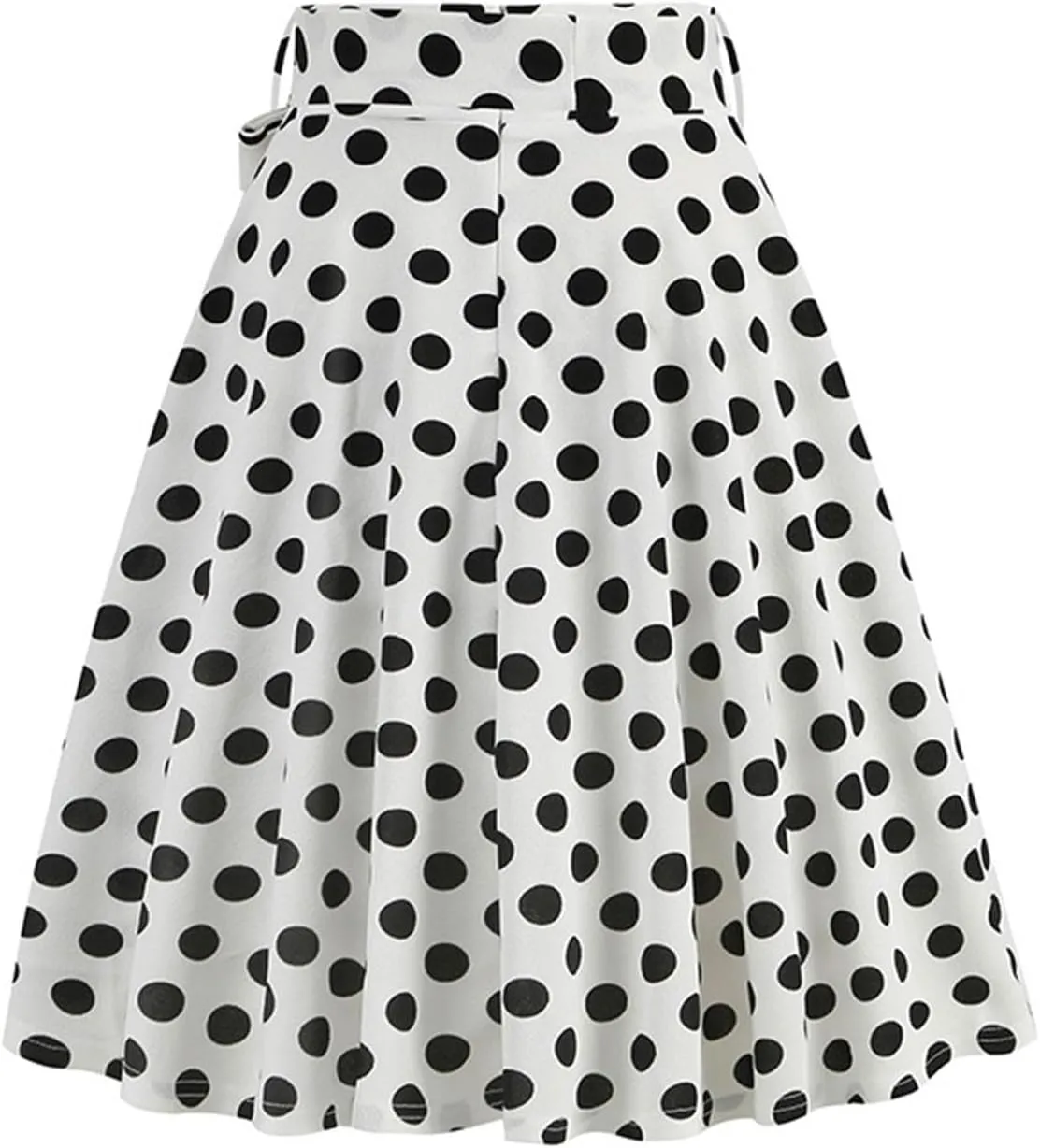 Women's Pleated Vintage Skirt Retro Polka Dots Bow Tie Waist A-line Midi Skirts Evening Party Dress 1950S Outfit