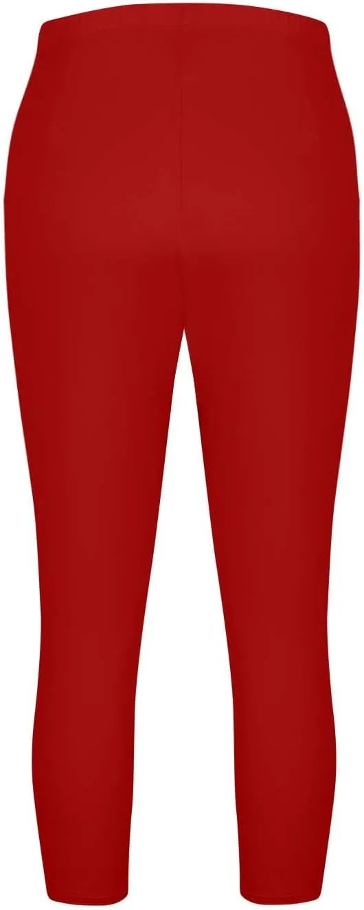 Womens Plus Size Capri Leggings Elastic High Waist Yoga Cropped Pants Tummy Control Oversized Capris Ladies Outfits