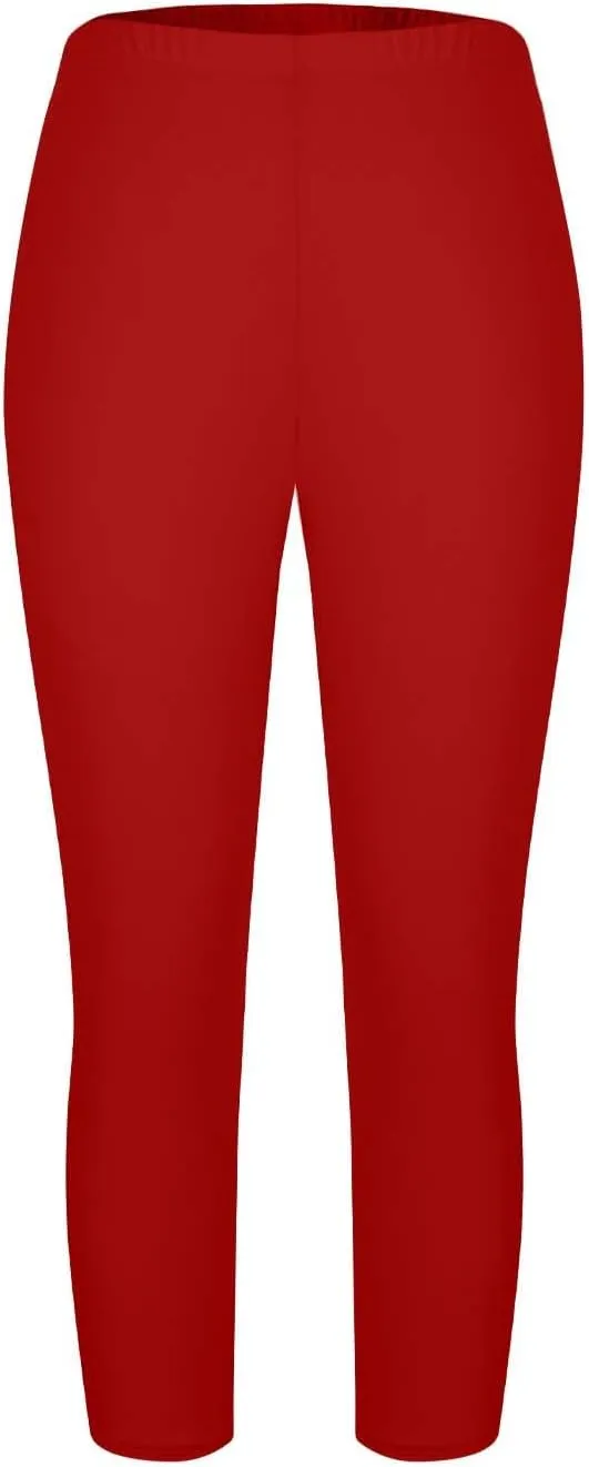 Womens Plus Size Capri Leggings Elastic High Waist Yoga Cropped Pants Tummy Control Oversized Capris Ladies Outfits