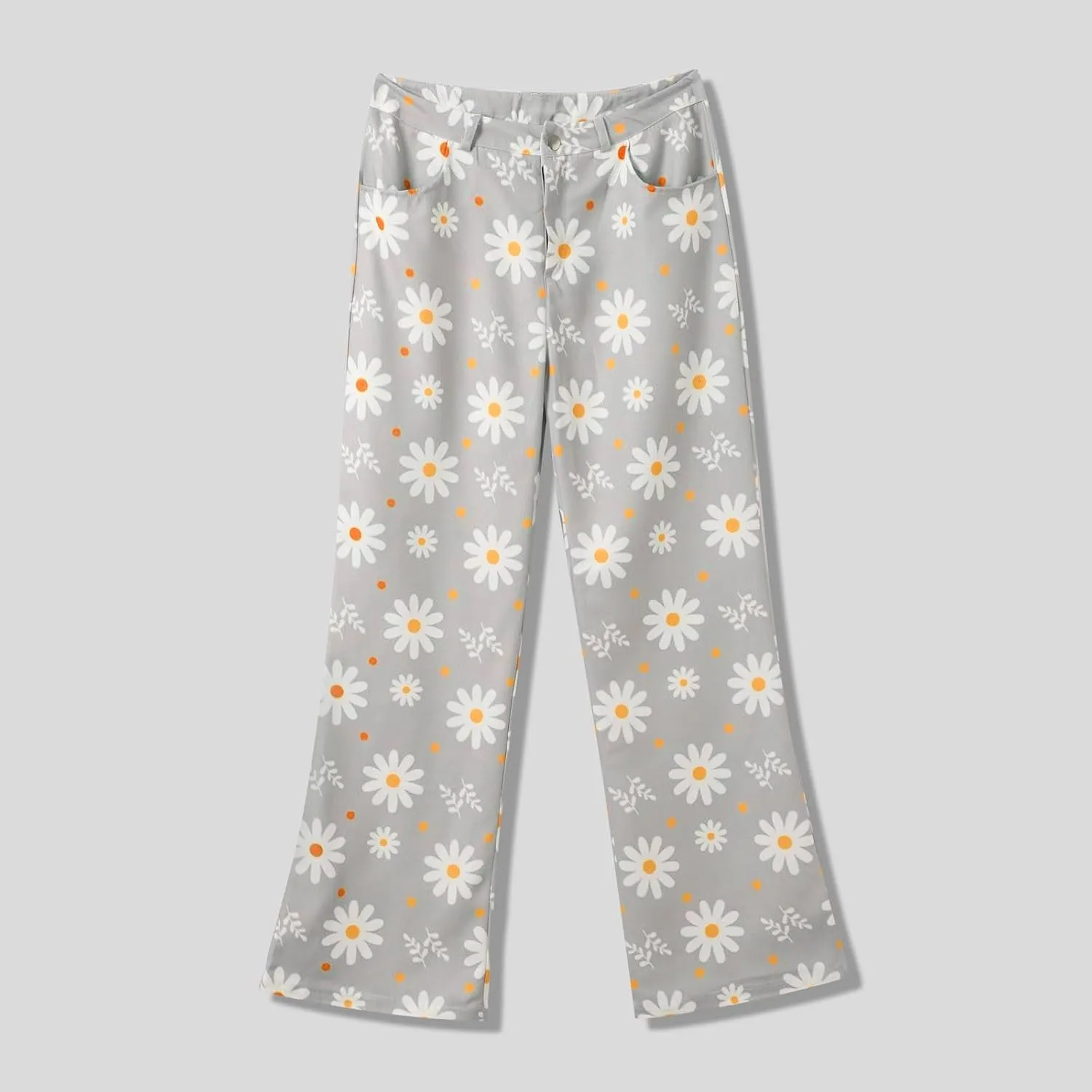 Women's Retro Y2K Jeans,Printed Wide Leg High Waist Vintage Pants,Pull On Baggy Casual Denim Pants Trousers
