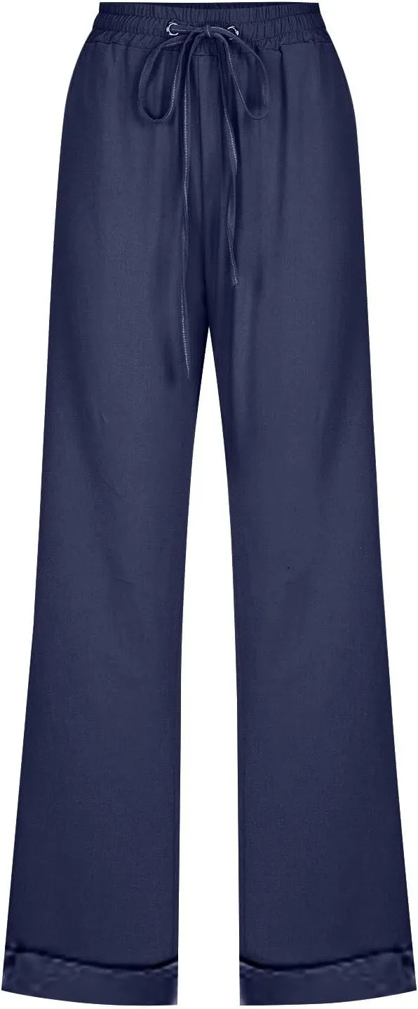 Women's Straight Leg Pants Winter Slack Travel Slacks with Pockets Wide Leg High Waisted