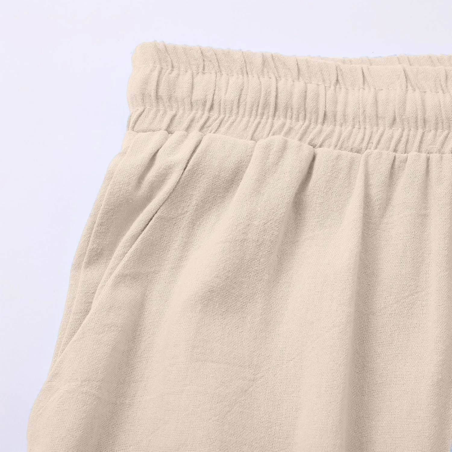Women's Summer Drawstring Waist Leg Pants Casual Baggy Elastic Waistband with Pockets Fashionable Pants Flowy Wide