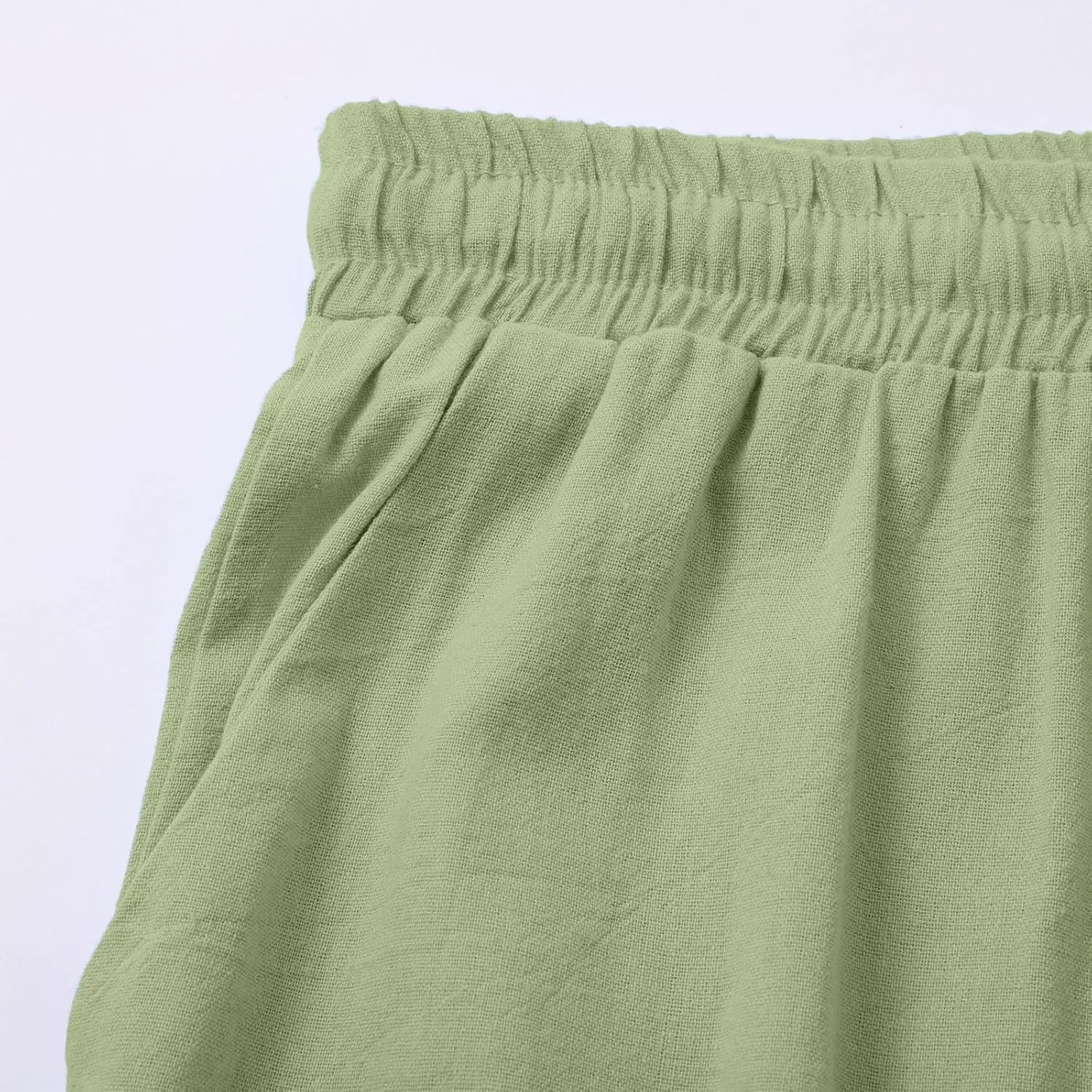 Women's Summer Drawstring Waist Leg Pants Casual Baggy Elastic Waistband with Pockets Fashionable Pants Flowy Wide