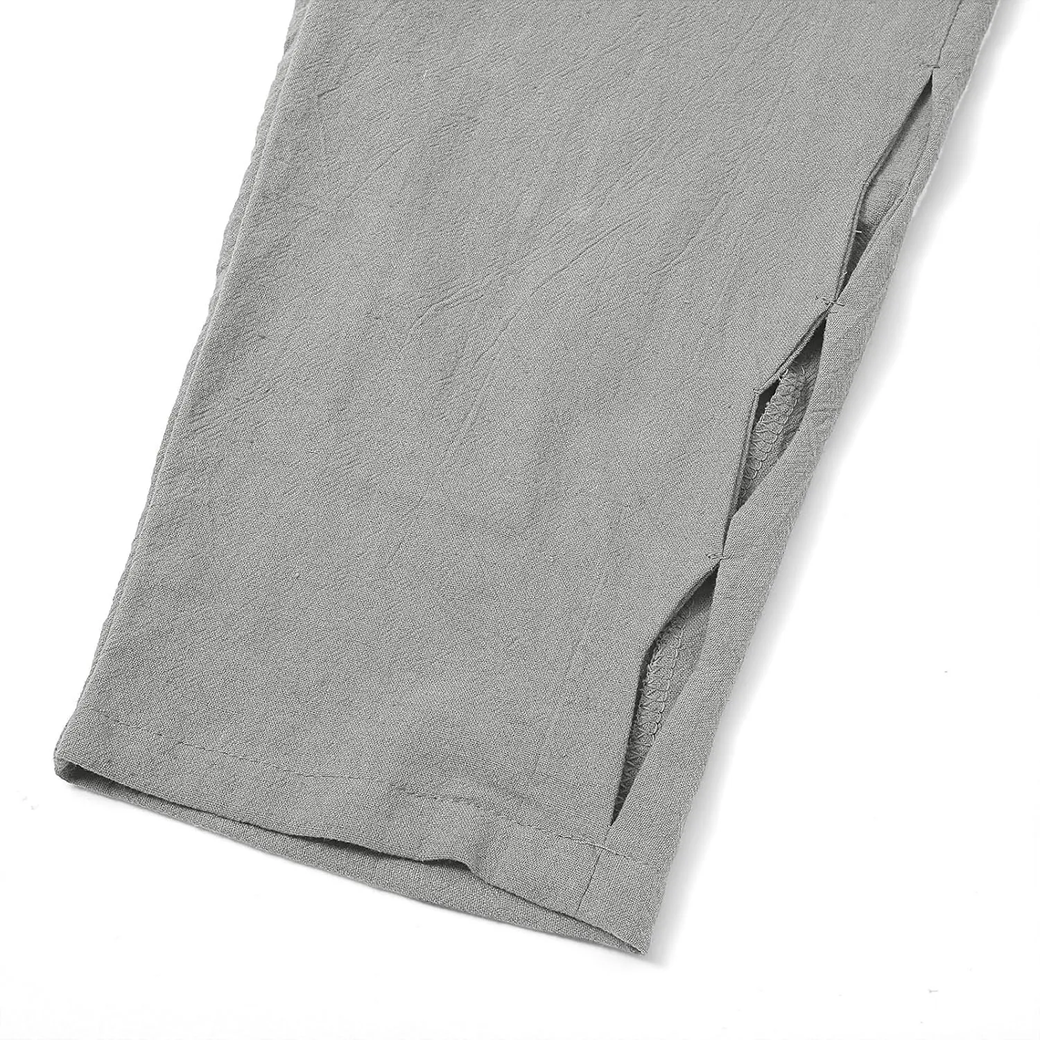 Women's Trendy Linen Pants Summer Casual Loose Elastic Waist Lounge Pants Hollow Out Yoga Beach Trousers with Pockets