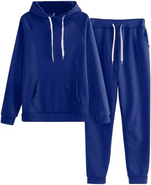 Women's Two Piece Tracksuit Fall Long Sleeve Crewneck Loose Plus Sweatshirt Wide Leg Sweatpant