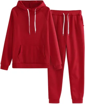 Women's Two Piece Tracksuit Fall Long Sleeve Crewneck Solid Color Cute Baggy Sweatpants Fall Fashion Outfits