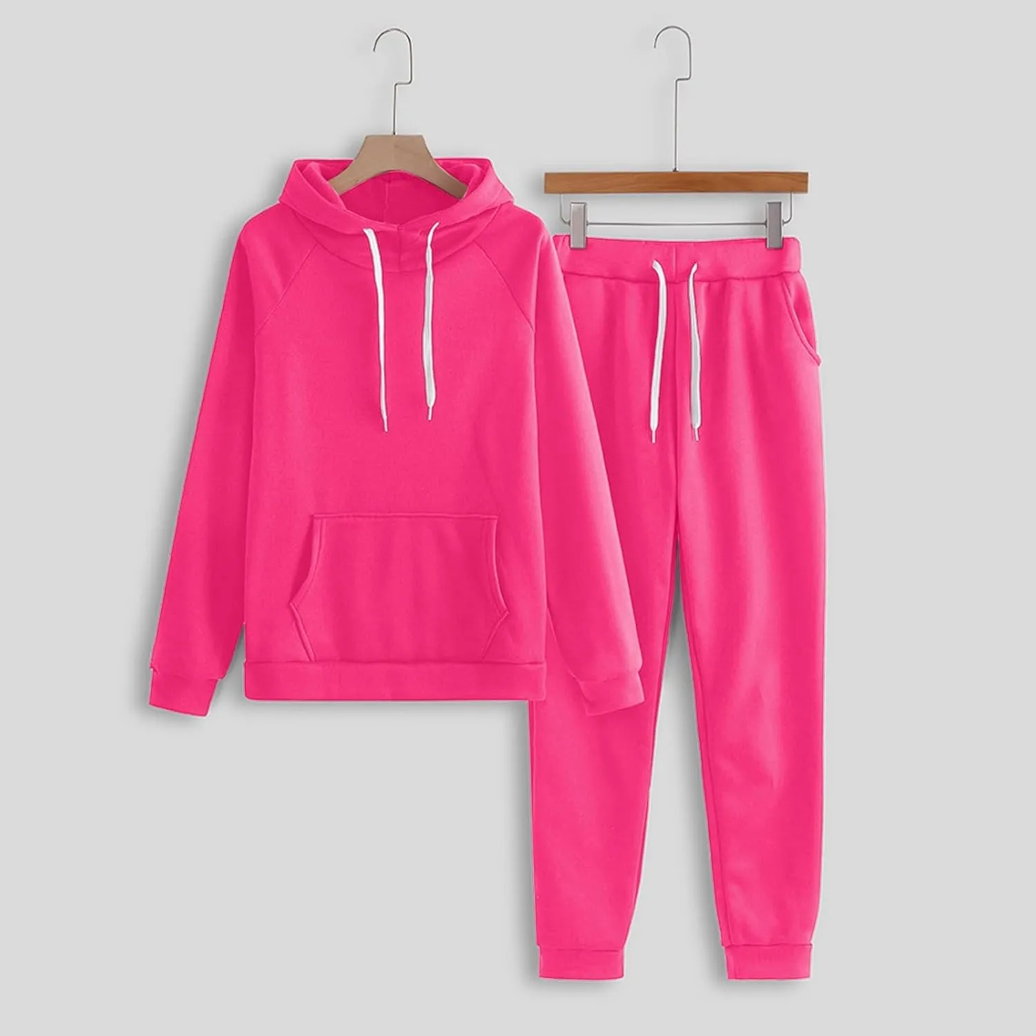 Women's Two Piece Tracksuit Fall Long Sleeve Crewneck Solid Color Cute Baggy Sweatpants Fall Fashion Outfits
