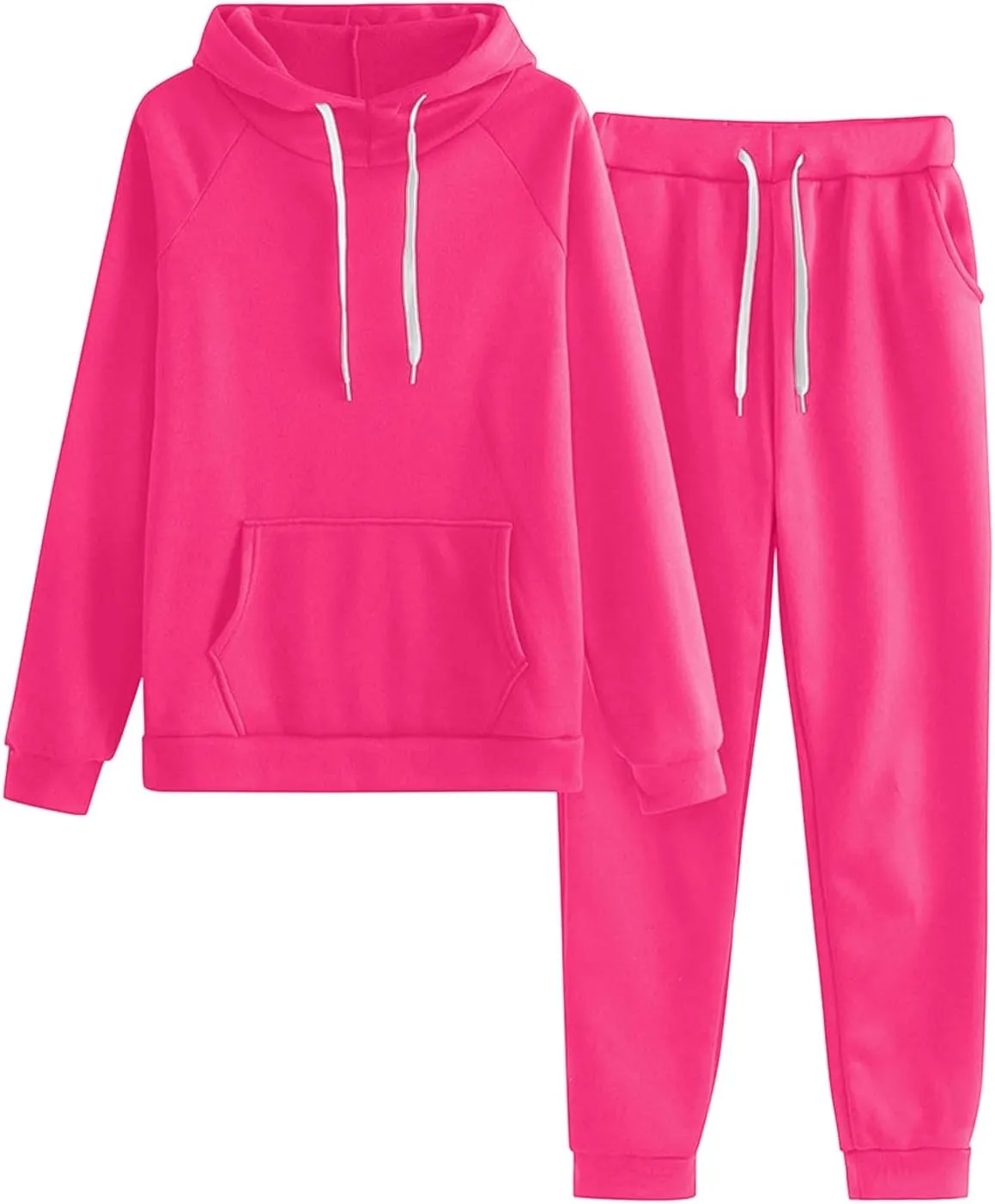 Women's Two Piece Tracksuit Fall Long Sleeve Crewneck Solid Color Cute Baggy Sweatpants Fall Fashion Outfits