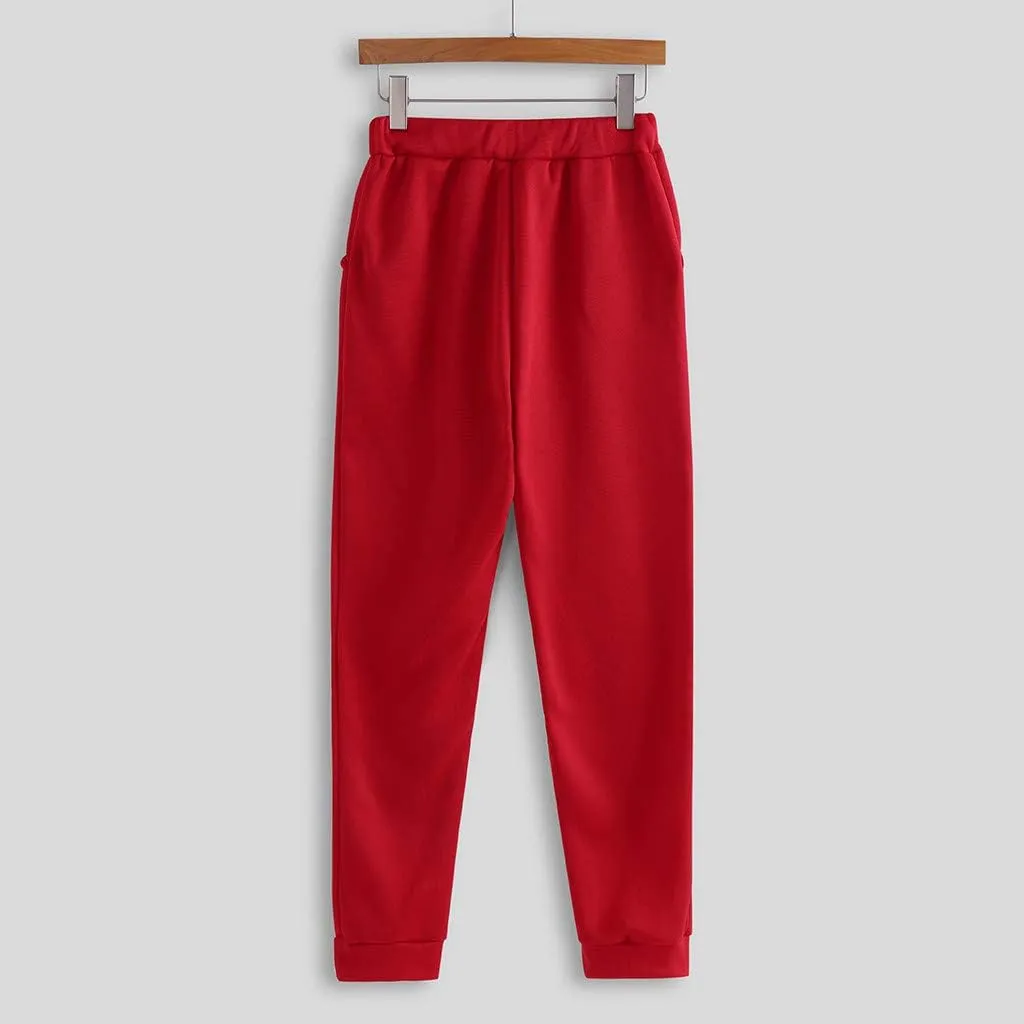 Women's Two Piece Tracksuit Fall Long Sleeve Crewneck Solid Color Cute Baggy Sweatpants Fall Fashion Outfits