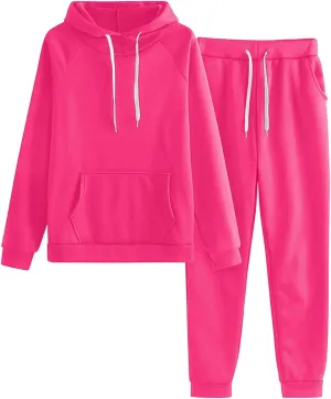 Women's Two Piece Tracksuit Fall Long Sleeve Crewneck Solid Color Cute Baggy Sweatpants Fall Fashion Outfits