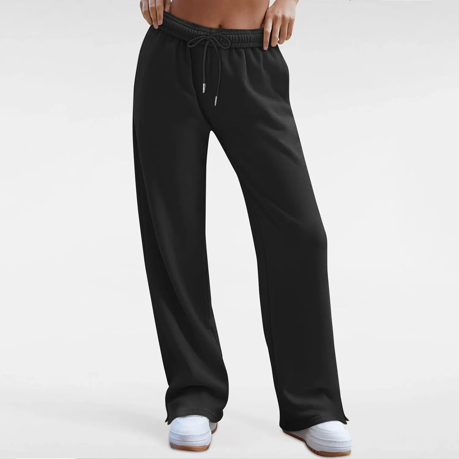 Women's Wide Leg Sweatpants Baggy Loose Sweat Pants Trendy Drawstring High Waisted Joggers Casual Trousers Pants
