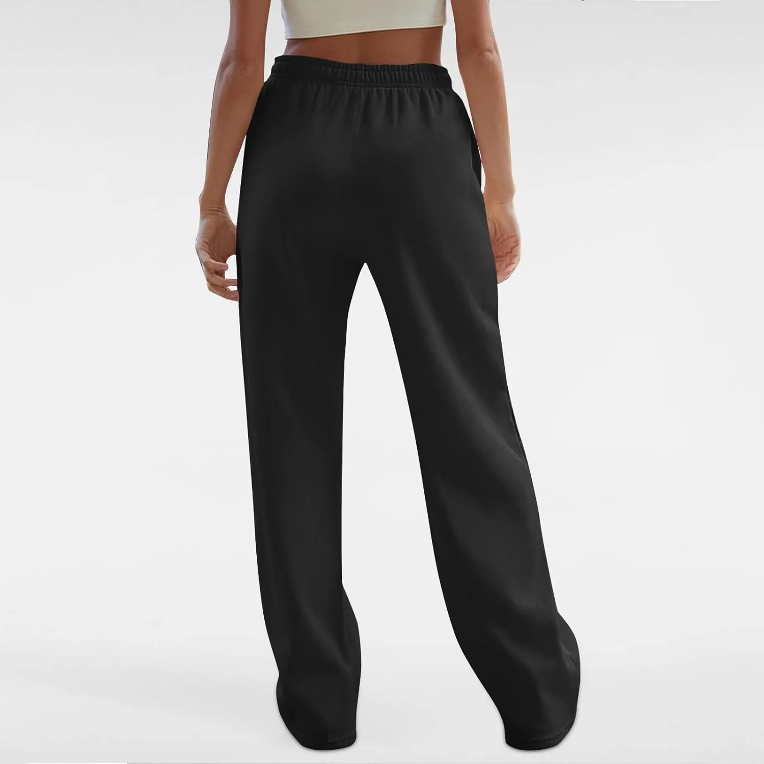 Women's Wide Leg Sweatpants Baggy Loose Sweat Pants Trendy Drawstring High Waisted Joggers Casual Trousers Pants