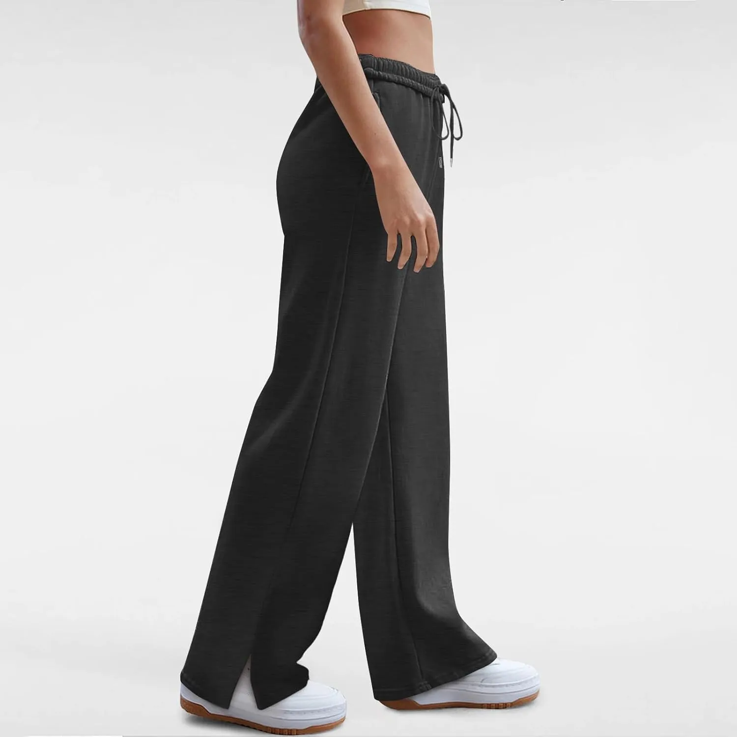 Women's Wide Leg Sweatpants Baggy Loose Sweat Pants Trendy Drawstring High Waisted Joggers Casual Trousers Pants