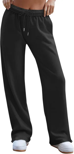 Women's Wide Leg Sweatpants Baggy Loose Sweat Pants Trendy Drawstring High Waisted Joggers Casual Trousers Pants