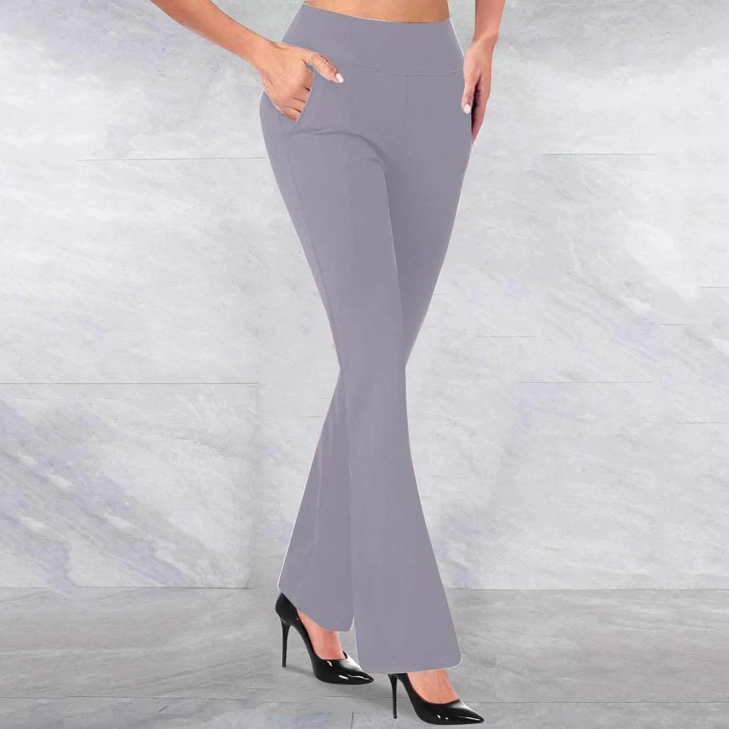 Work Pants for Women Stretch Flare High Waist Yoga Pant Dressy Soft Business Casual Slacks Comfy Office Trousers