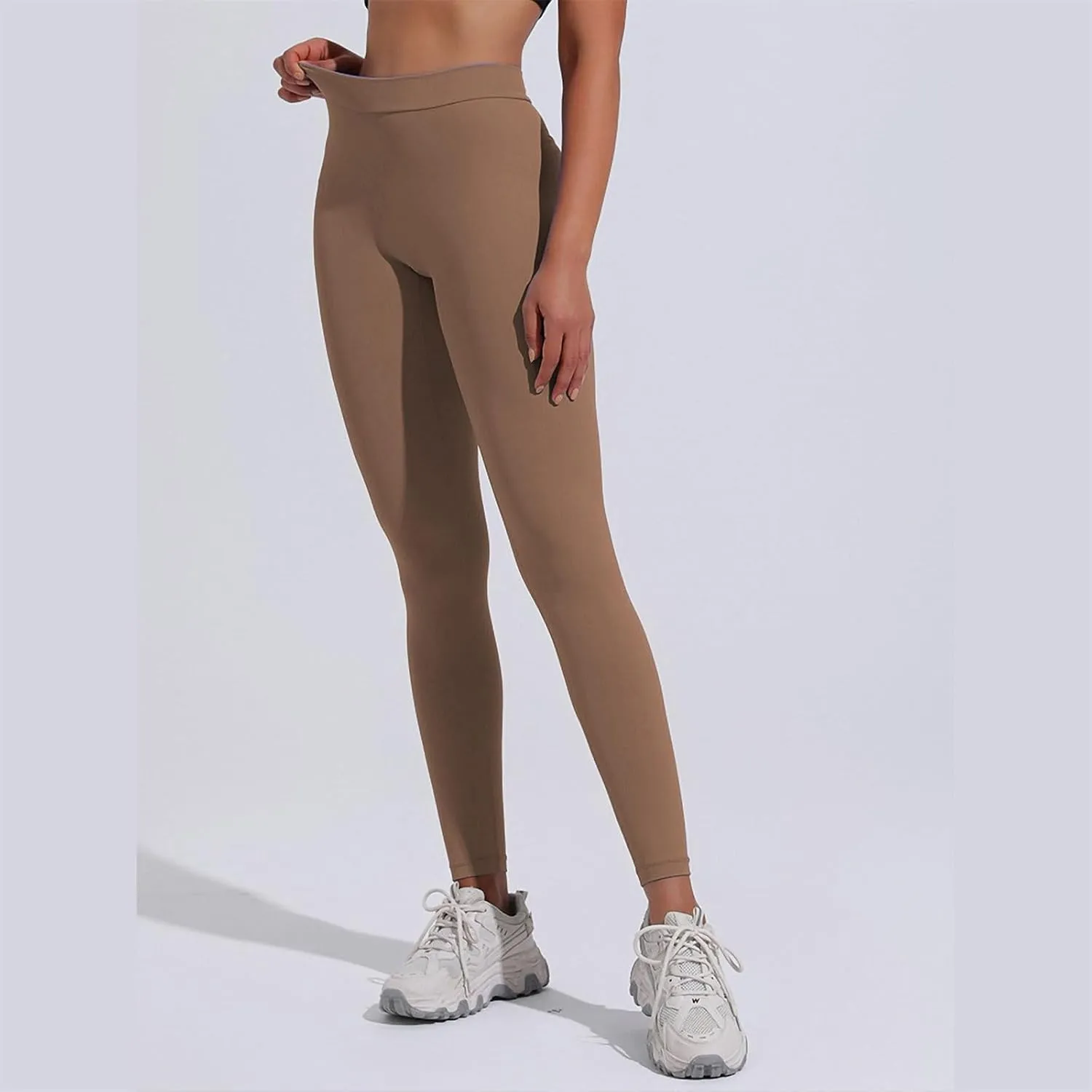 Workout Sets for Women Full Length Micro Elastic Fashion Soft Daily Transparent White Ash S 5XL Fall & Winter Winter