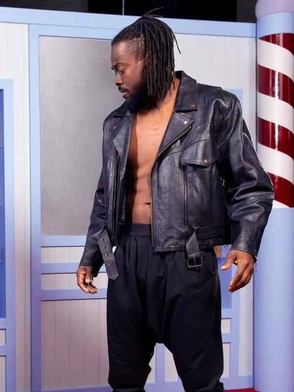 Wrestler Kofi Kingston Black Leather Jacket