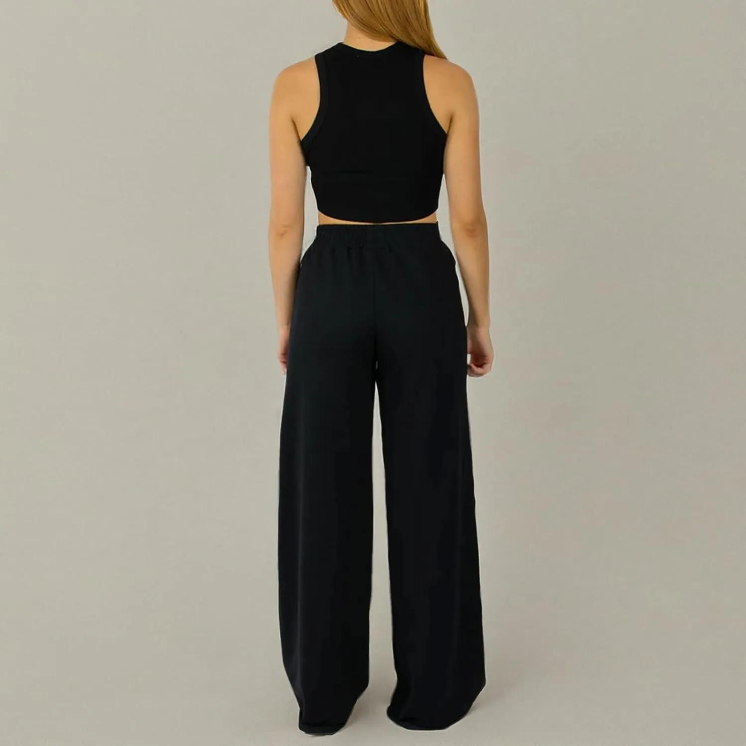 XBTCLXEBCO Womens Wide Leg Sweatpants Elastic High Waist Straight Leg Jogger Pants Teen Girls Baggy Workout Lounge Trousers
