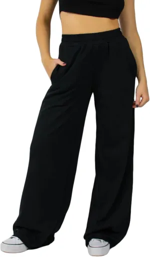 XBTCLXEBCO Womens Wide Leg Sweatpants Elastic High Waist Straight Leg Jogger Pants Teen Girls Baggy Workout Lounge Trousers
