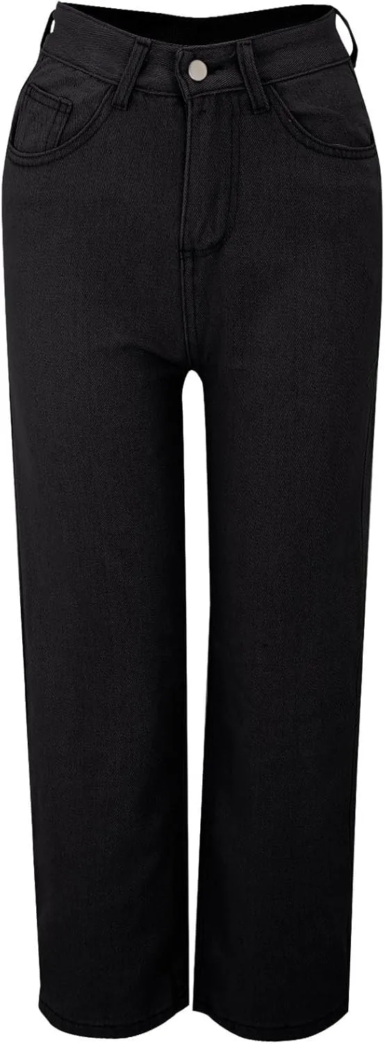 XOWRTE Women's High Waisted Wide Leg Jeans Slimming Drag Straight Leg with Vintage American Drop Pants Denim