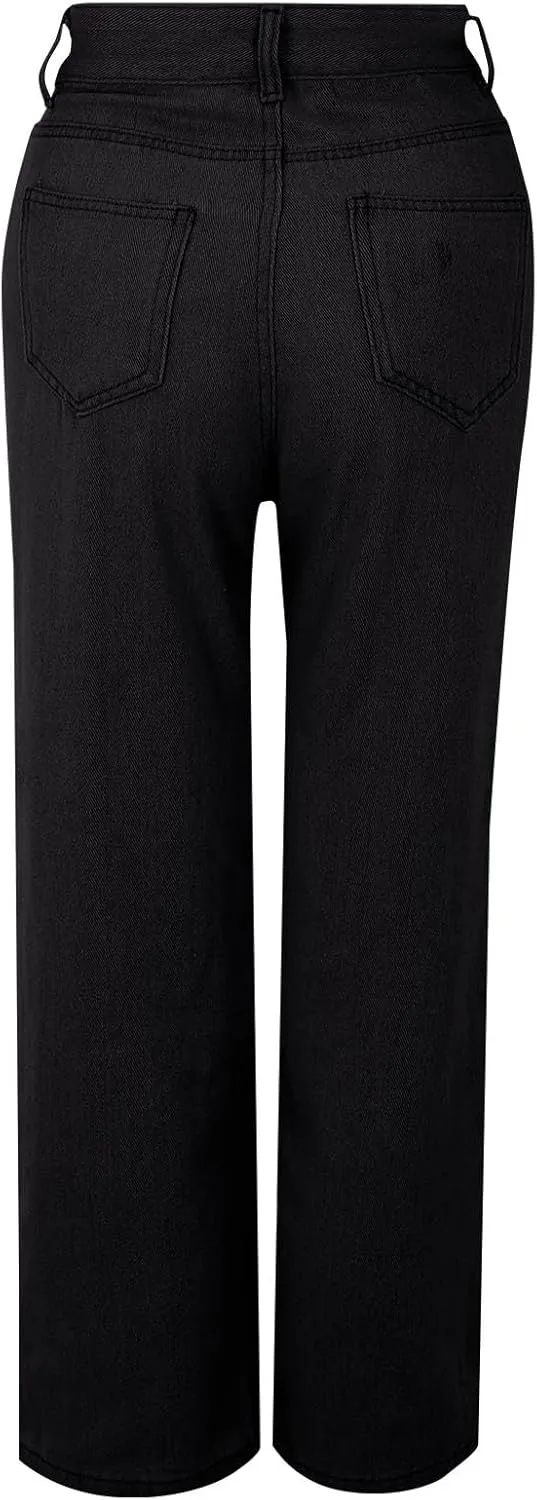 XOWRTE Women's High Waisted Wide Leg Jeans Slimming Drag Straight Leg with Vintage American Drop Pants Denim