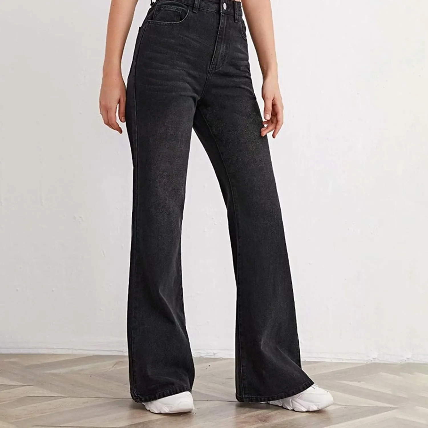 XOWRTE Women's High Waisted Wide Leg Jeans Slimming Drag Straight Leg with Vintage American Drop Pants Denim