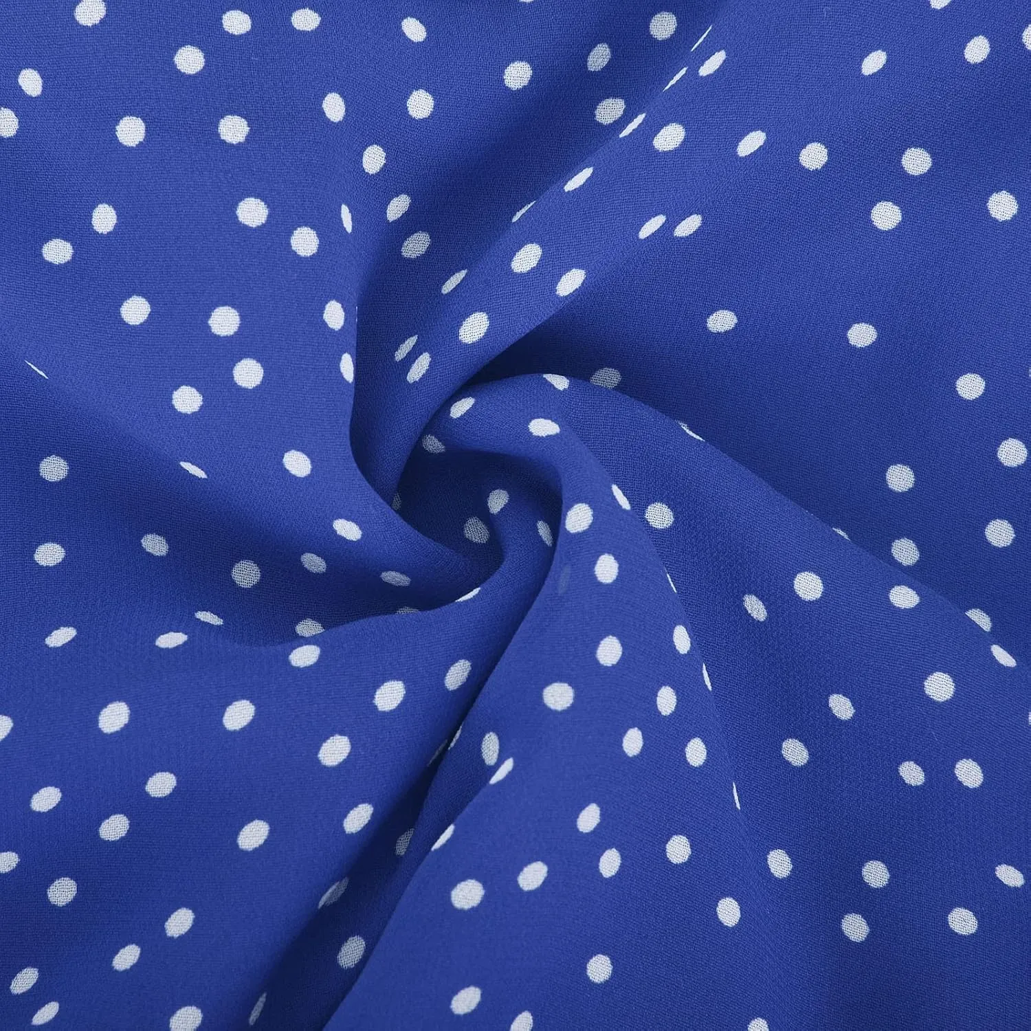 XUNRYAN Bohemian Dresses Women 2024 Summer Casual V-Neck Polka Dots Chiffon Wrap Midi Dress Below Knee Length Trendy Sundress