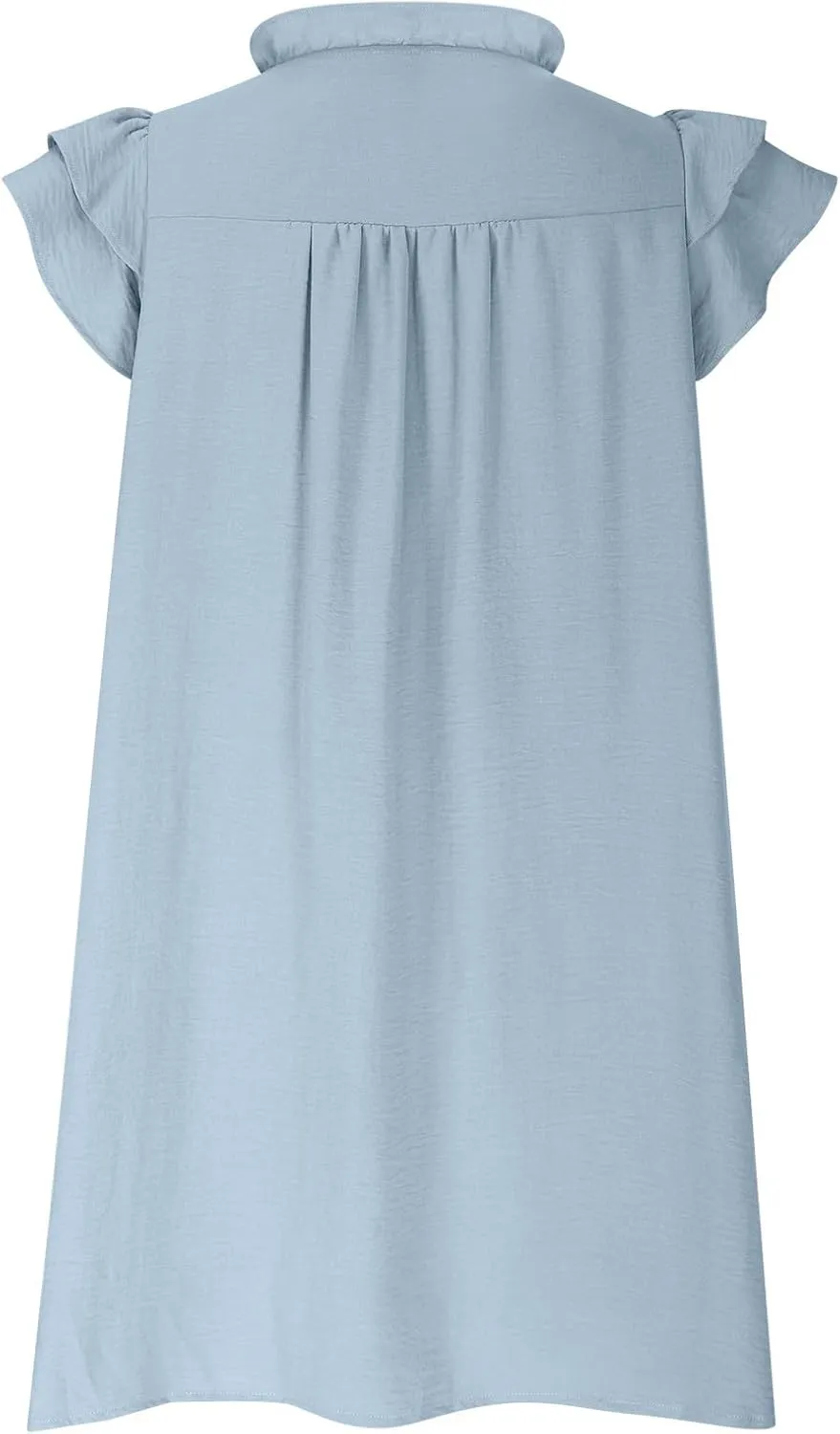 XUNRYAN Summer Dresses Womens 2025 V Neck Ruffle Cap Sleeve Mini Dress Casual Flowy Pleated A Line Sundress Fashion Clothes