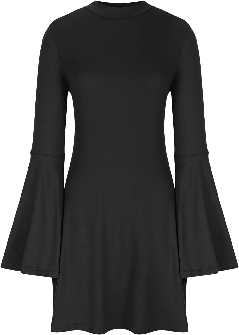 XUNRYAN Womens Spring Dresses 2025 Fashion Ruffle Long Sleeve Crewneck Mini Dress Slim Fit Party Club Basic Bodycon Dresses