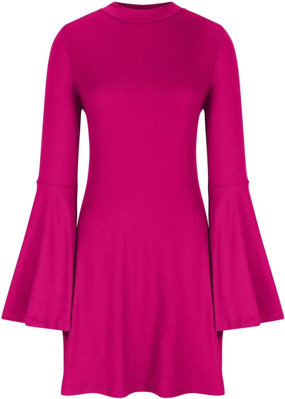 XUNRYAN Womens Spring Dresses 2025 Fashion Ruffle Long Sleeve Crewneck Mini Dress Slim Fit Party Club Basic Bodycon Dresses