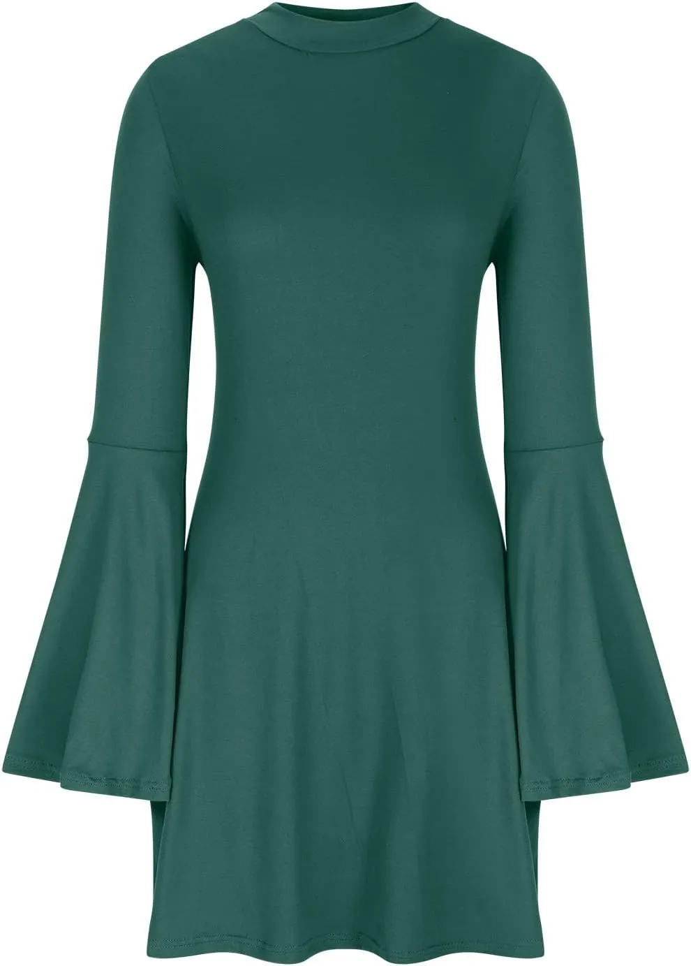 XUNRYAN Womens Spring Dresses 2025 Fashion Ruffle Long Sleeve Crewneck Mini Dress Slim Fit Party Club Basic Bodycon Dresses