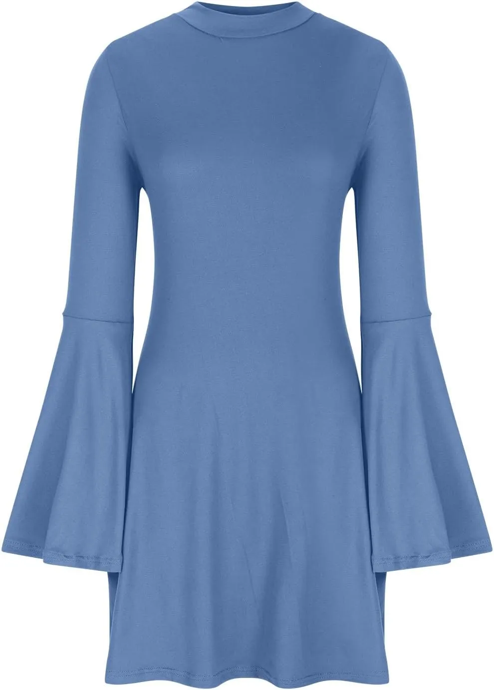 XUNRYAN Womens Spring Dresses 2025 Fashion Ruffle Long Sleeve Crewneck Mini Dress Slim Fit Party Club Basic Bodycon Dresses