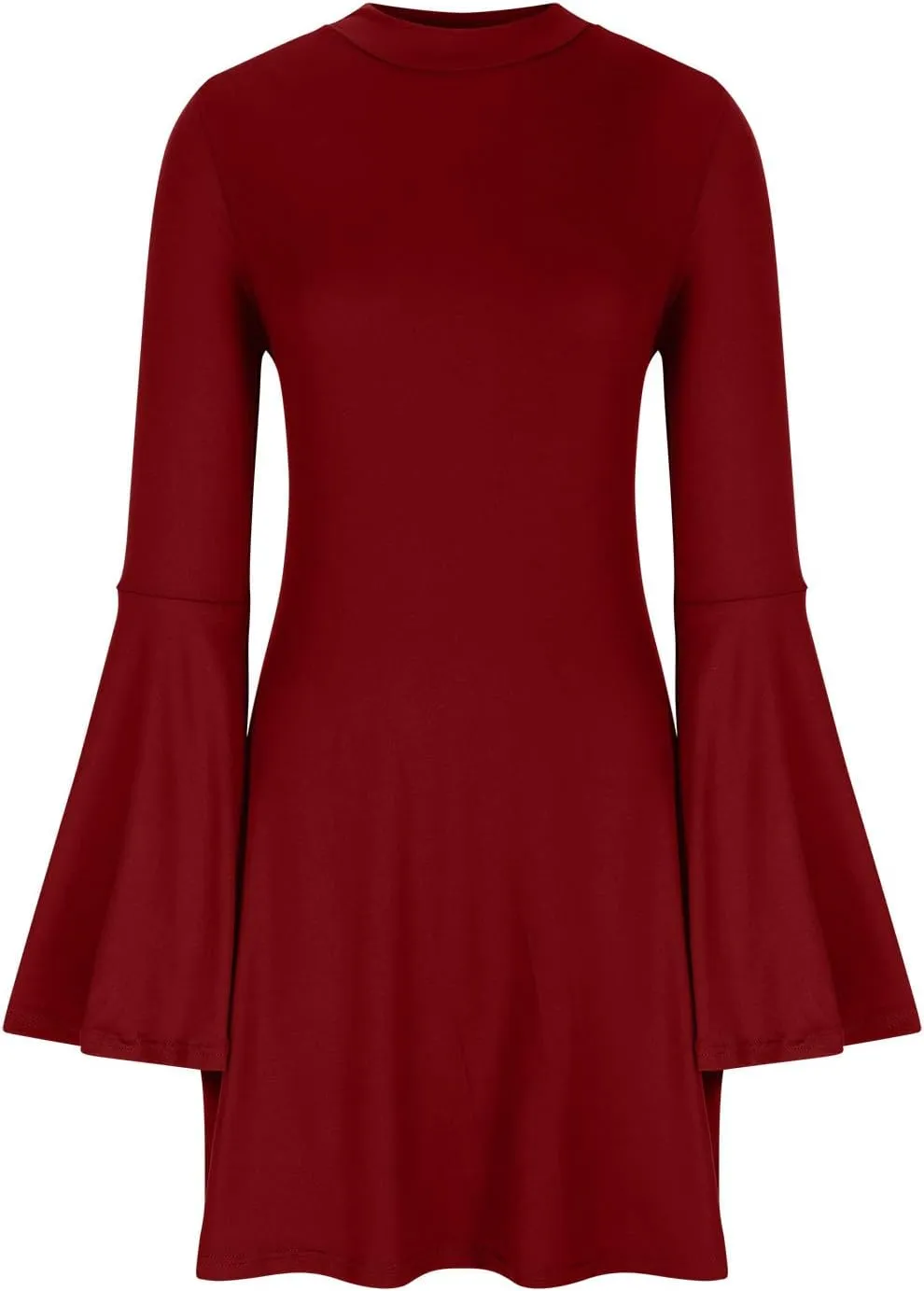 XUNRYAN Womens Spring Dresses 2025 Fashion Ruffle Long Sleeve Crewneck Mini Dress Slim Fit Party Club Basic Bodycon Dresses