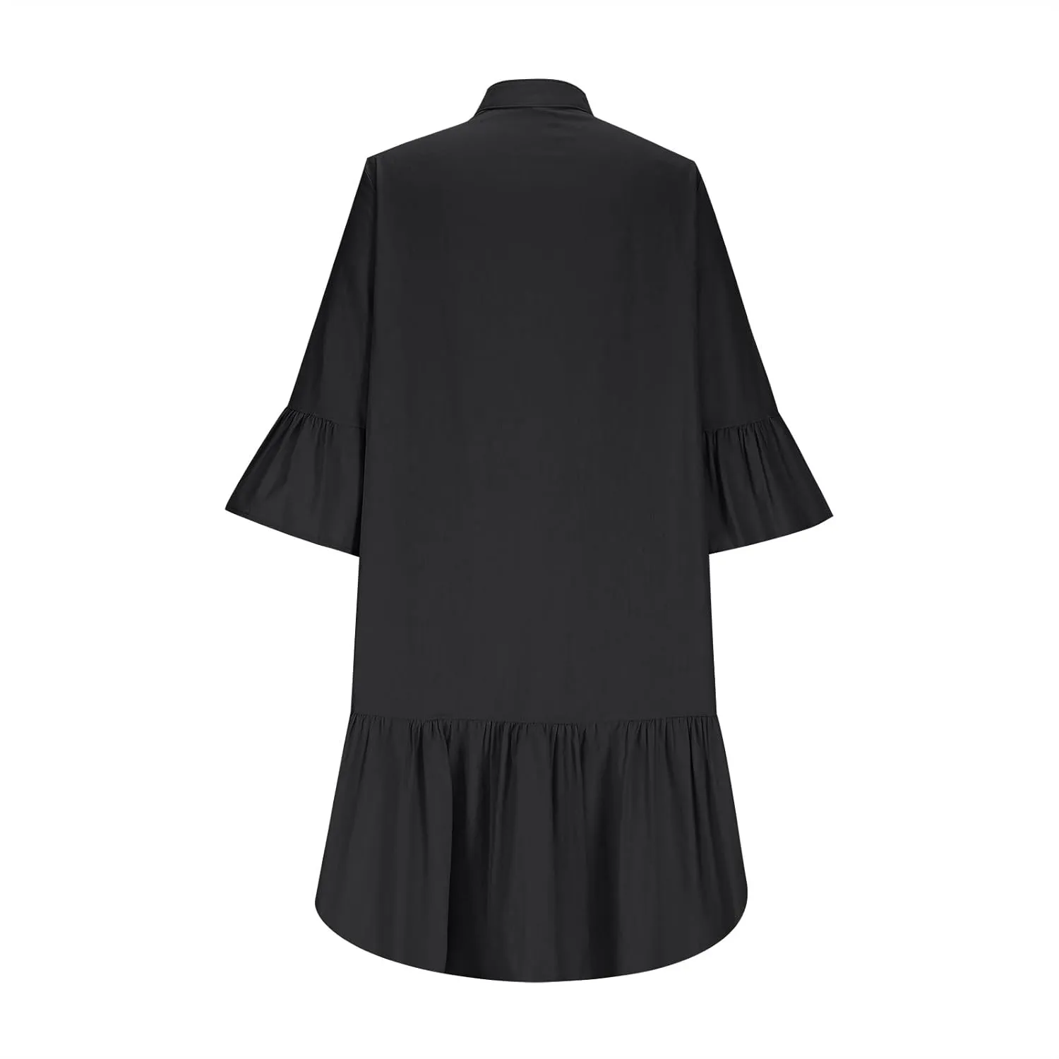 XUNRYAN Women's Summer Button Up Shirt Dress Casual Short Sleeve Blouse Dressy Tiered Ruffle Mini Dresses Beach Sundress