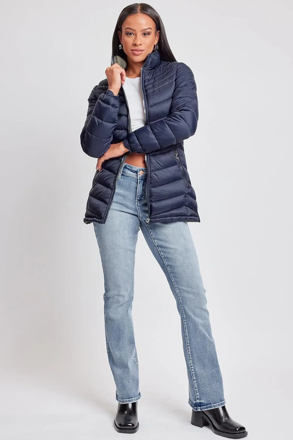 YMI Jeans Women's Winter Reversible Puffer Jacket