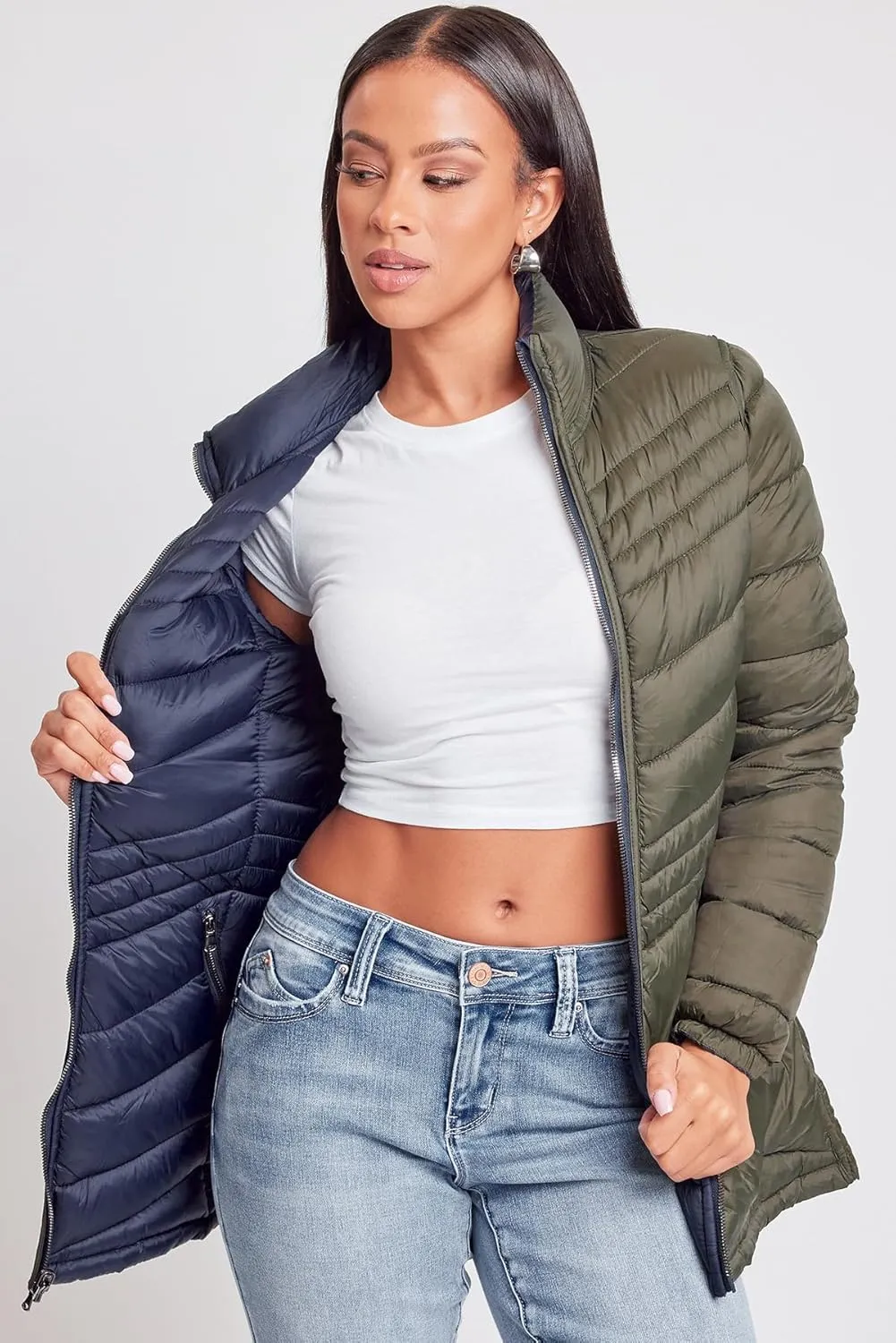 YMI Jeans Women's Winter Reversible Puffer Jacket