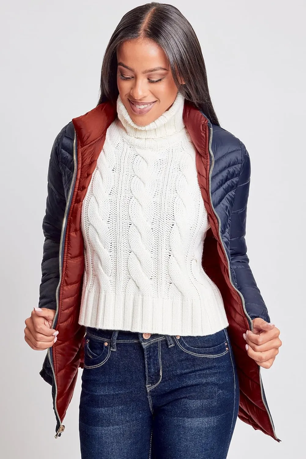 YMI Jeans Women's Winter Reversible Puffer Jacket