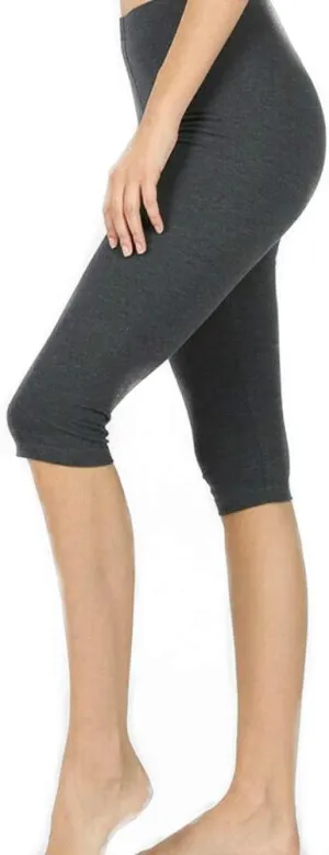 Zenana Premium Cotton Regular and Plus Size 15 INCH Capri Leggings