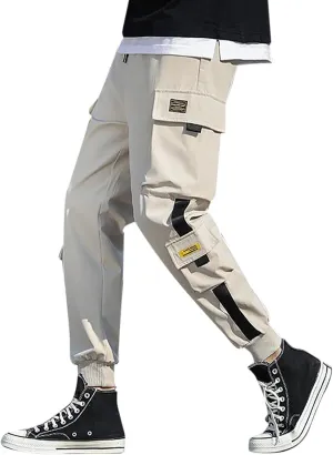 ZHUER Mens Chino Cargo Pants Slim Fit Casual Sport Jogger Pants Stretch Sweatpants Pockets Lightweight Outdoor Street Pants
