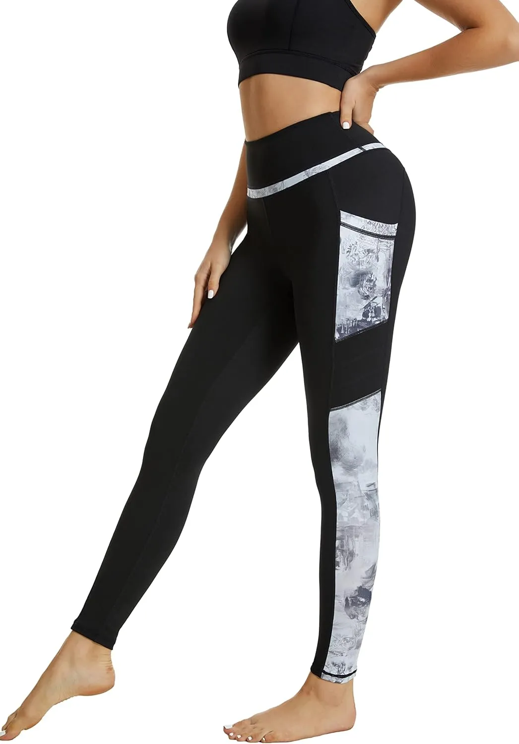 Zinmore Women's Capri Yoga Pants Exercise Running Workout Leggings with Pockets
