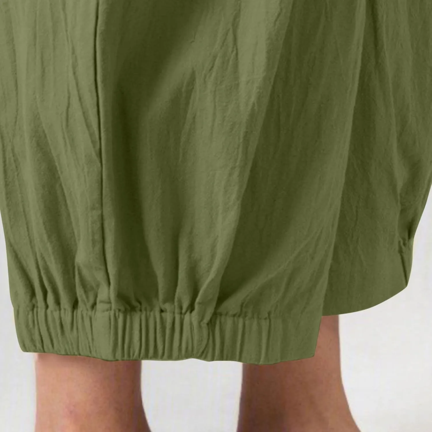 Zontroldy Linen Capri Pants for Women High Waisted Wide Leg Yoga Capris Crop Pants Sweatpants with Pockets